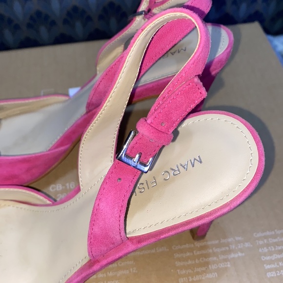 Marc Fisher MFDAVON Pink Leather Suede Slingback Heels - Picture 9 of 12